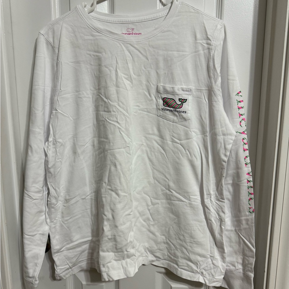 Vineyard Vines White Long Sleeve Tee Casual Cotton